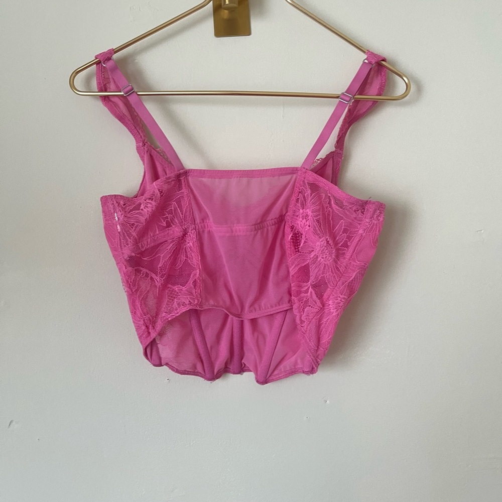 Women's Lace feminine festival trendy vibrant Corset Fuchsia Pink (check photos) - Picture 6 of 11